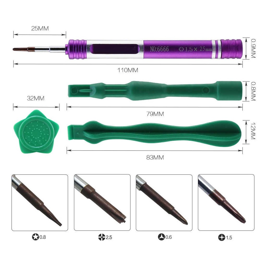 iPhone iPad Tamir Tornavida Seti 0.6mm Y Uç, 0.8mm Pentalobe Uç Dahil N6666