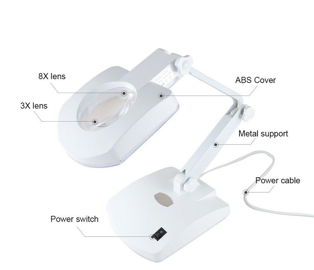 Işıklı Büyüteçli Katlanabilir Akrobat Masa Lambası 8611B-D