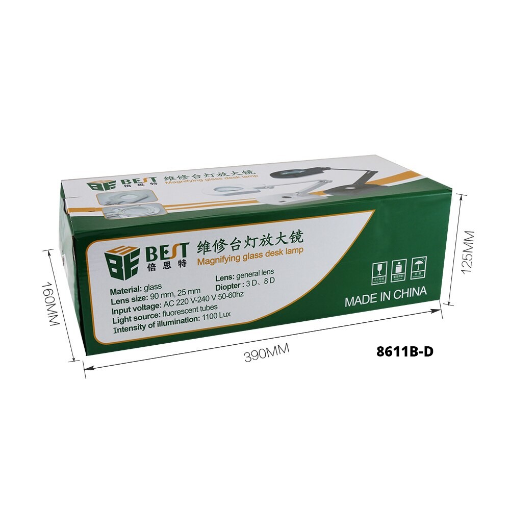 Işıklı Büyüteçli Katlanabilir Akrobat Masa Lambası 8611B-D