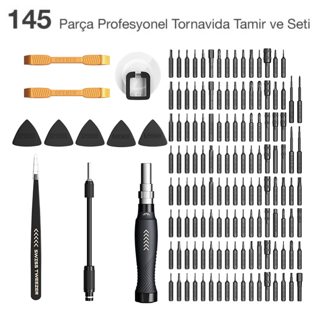 Jakemy JM-8183 145 Parça Tornavida ve Tamir Seti | Telefon Laptop Elektronik Teknik Servis Tool Kit