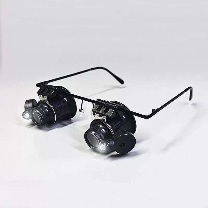 Ledli Saat Tamir Gözlüğü Yakın Lup Mercek Çift Göz 20X Max:2cm!