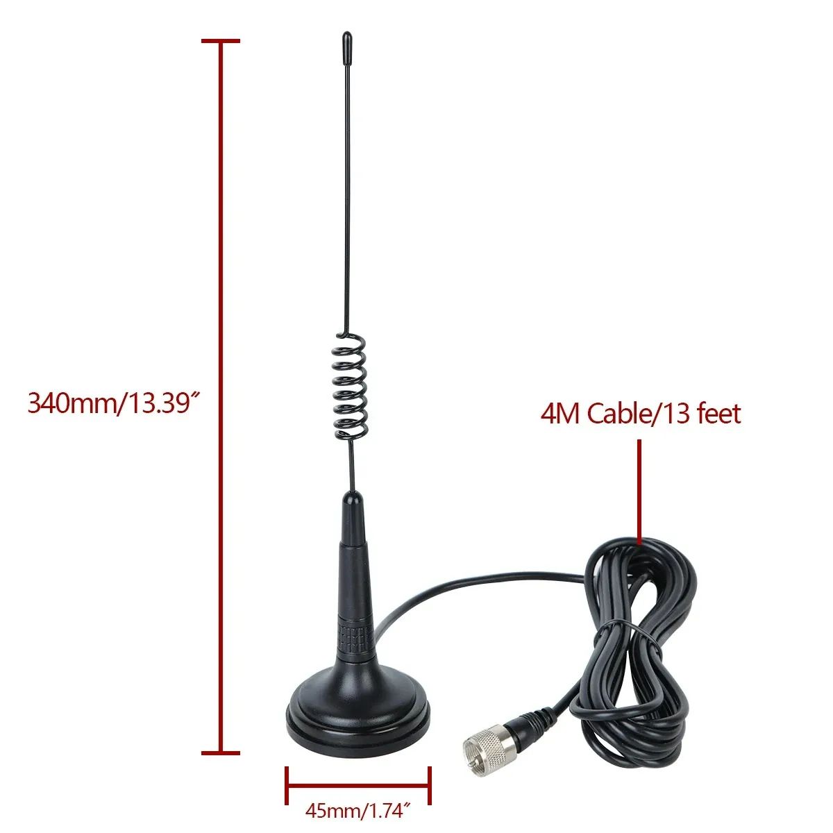 Mag-1345 CB Telsiz Anteni PL259 Mıknatıslı Tabanlı 4 Metre Kablolu | Araç Tipi Mobil CB Anten
