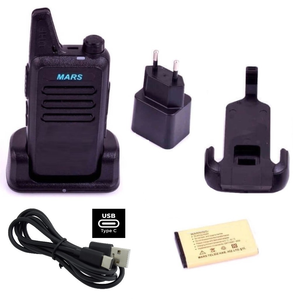 Mars Pmr 446 Lisanssız Yeni Tasarım Type-c Şarjlı El Telsizi