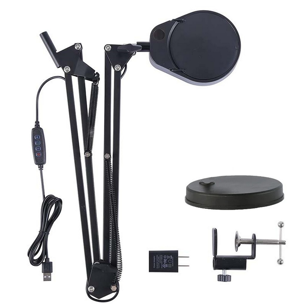 Masaüstü Katlanabilir 3 Renk Led Dim Işıklı Akrobat Büyüteç SİYAH