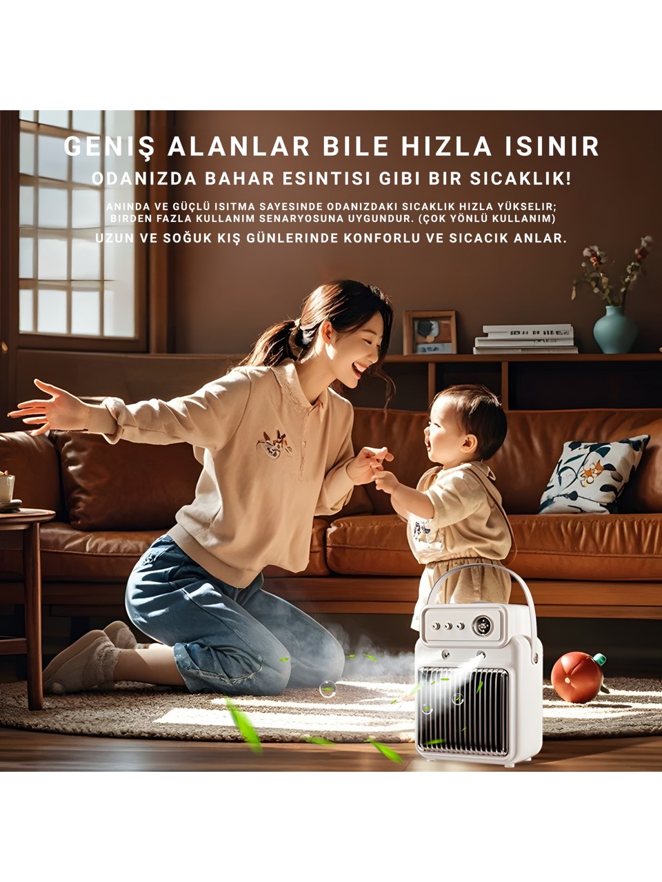 Masaüstü Nemlendiricili Fanlı Isıtıcı, 3 Kademeli Hızlı Hava Isıtıcı XH-1202