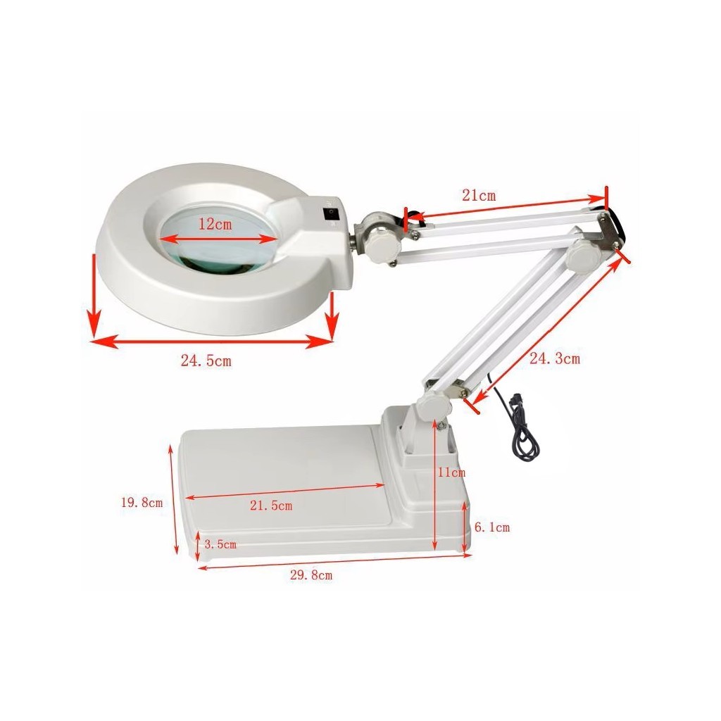 Masaüstü Standlı Işıklı 8x Akrobat Büyüteç Laboratuar, Teknik Servis, Güzellik Salonu..