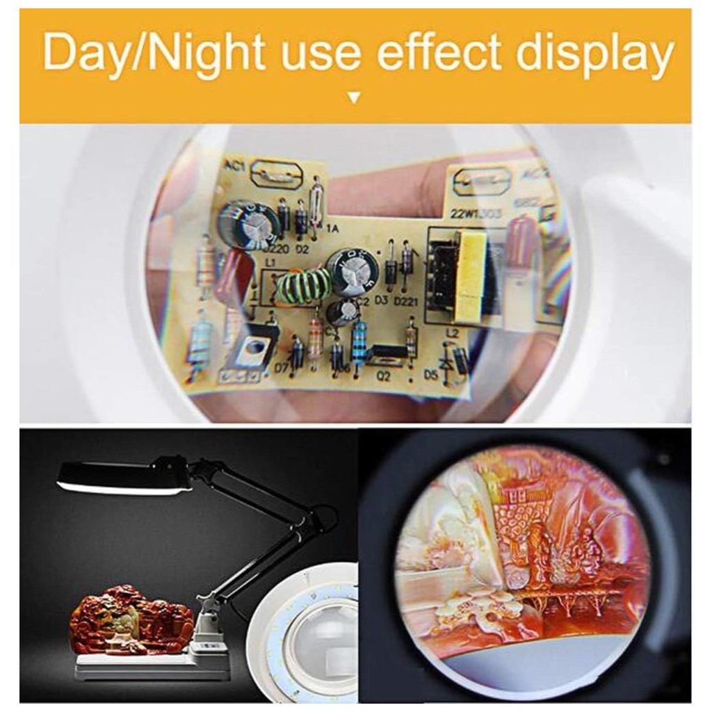 Masaüstü Standlı Işıklı 8x Akrobat Büyüteç Laboratuar, Teknik Servis, Güzellik Salonu..