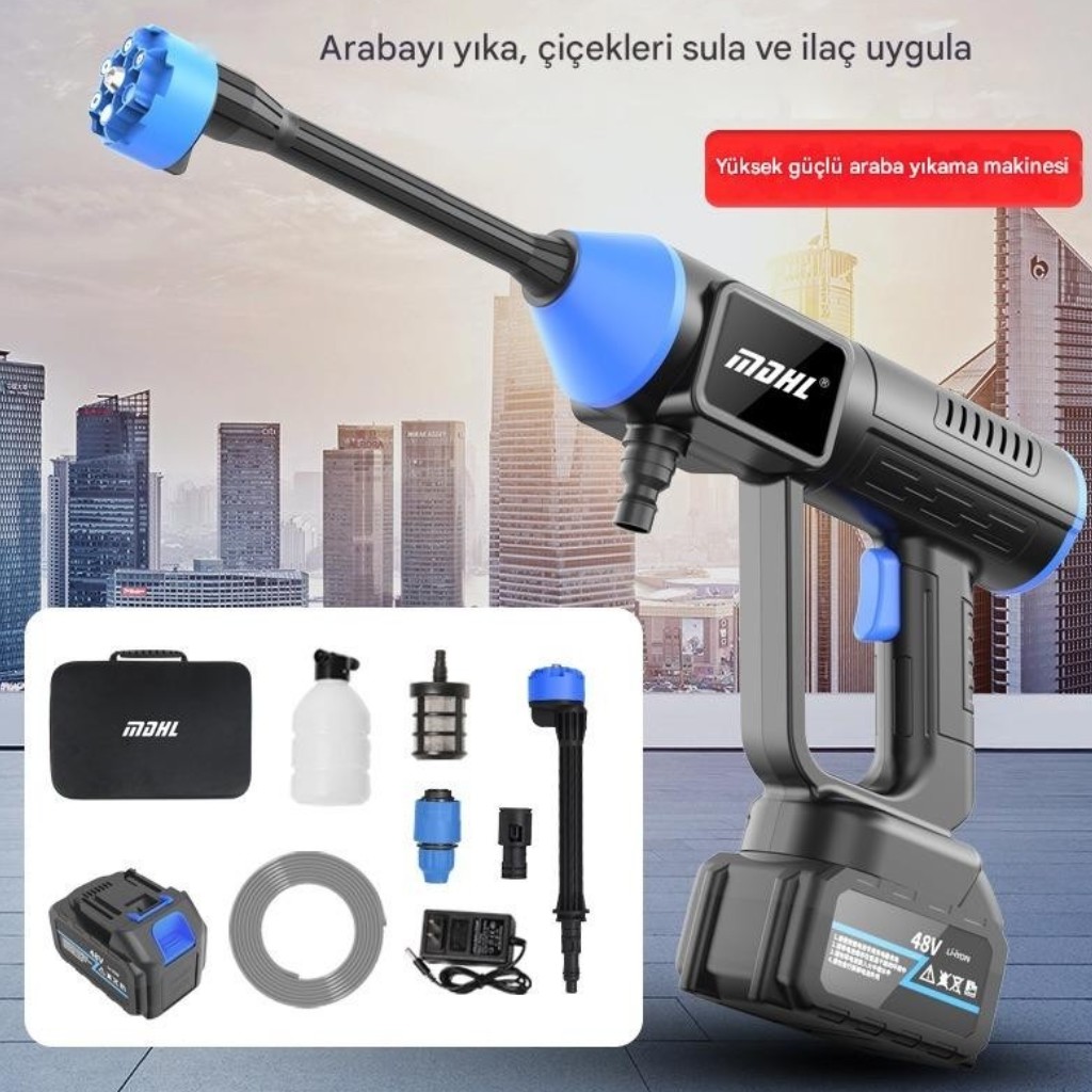 MDHL 8109 Şarjlı Basınçlı Yıkama Makinesi | Fırçasız Motor Taşınabilir Oto Araba Yıkama Tabancası