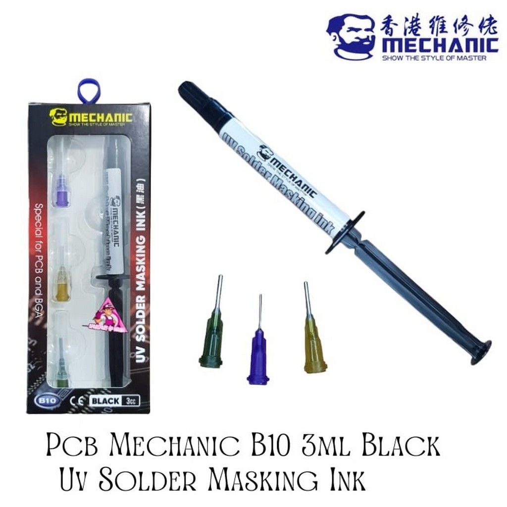 Mechanic B10 UV Lehim Maskesi 3cc Siyah | PCB Anakart Tamir UV Solder Masking Ink Koruyucu Boya