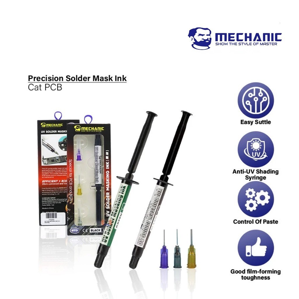Mechanic B10 UV Lehim Maskesi 3cc Siyah | PCB Anakart Tamir UV Solder Masking Ink Koruyucu Boya