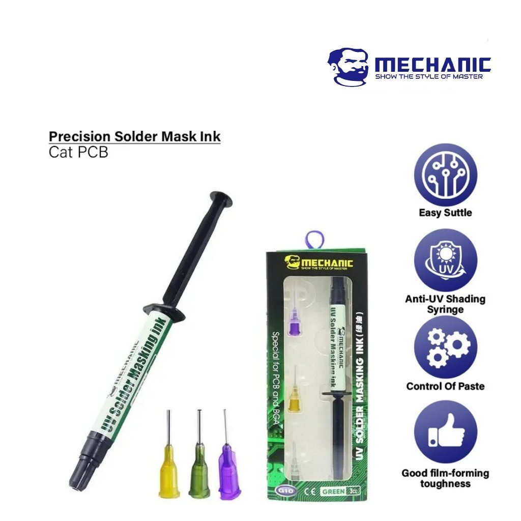 Mechanic G10 UV Lehim Maskesi 3cc Yeşil | PCB Anakart Tamir UV Solder Mask Koruyucu Devre Boyası