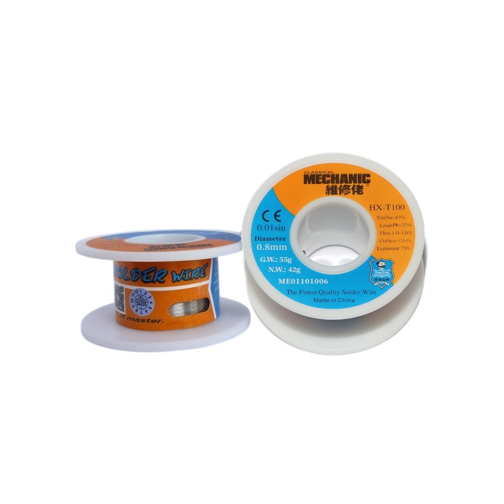 Mechanic Lehim Teli 0.8mm 42Gr %63 Sn %37 Pb %1-3 Flux | Profesyonel Elektronik Tamir Lehimleme Teli