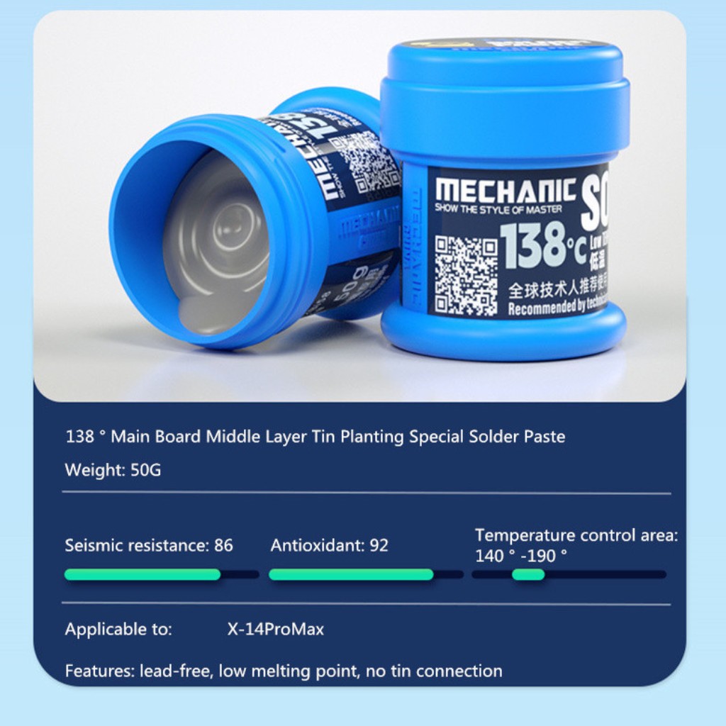 Mechanic LW50 Krem Lehim 138°C 50gr Düşük Isı SMD BGA PCB Onarım Lehim Pastası