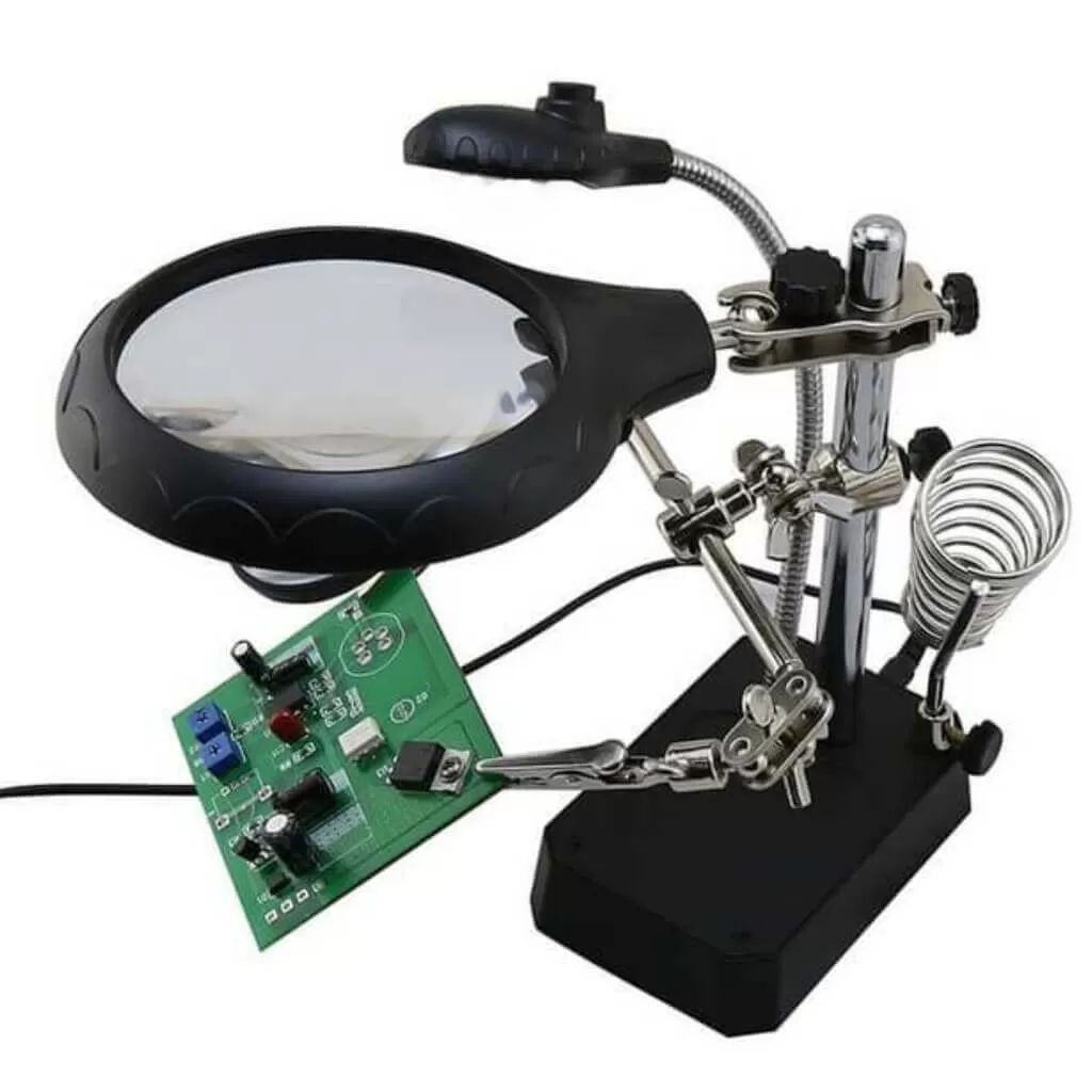 MG16129-C LED Işıklı Büyüteçli Havya Standı PCB Kart Tutucu 2.5X 7.5X 10X