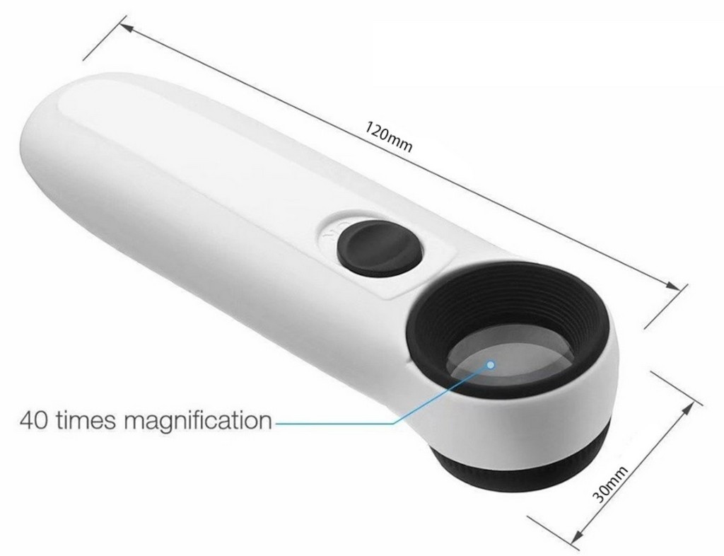 MG6B-1B LED Işıklı El Tipi Büyüteç 40X 21mm Lens | Kuyumcu Büyüteci | Elektronik Tamir Büyüteci