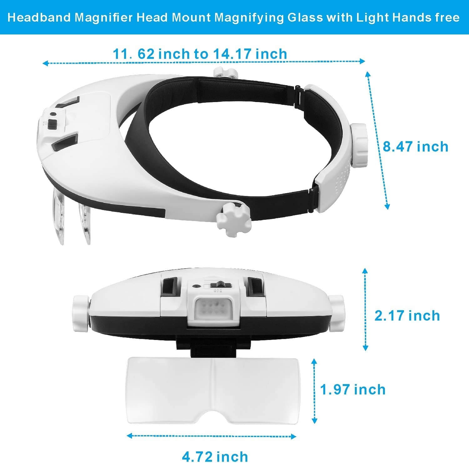 MG81000N 5 Lens 3 Mod 8 LED Işıklı Gözlük Tipi Kafa Büyüteci Elektronik Tamir Büyüteç