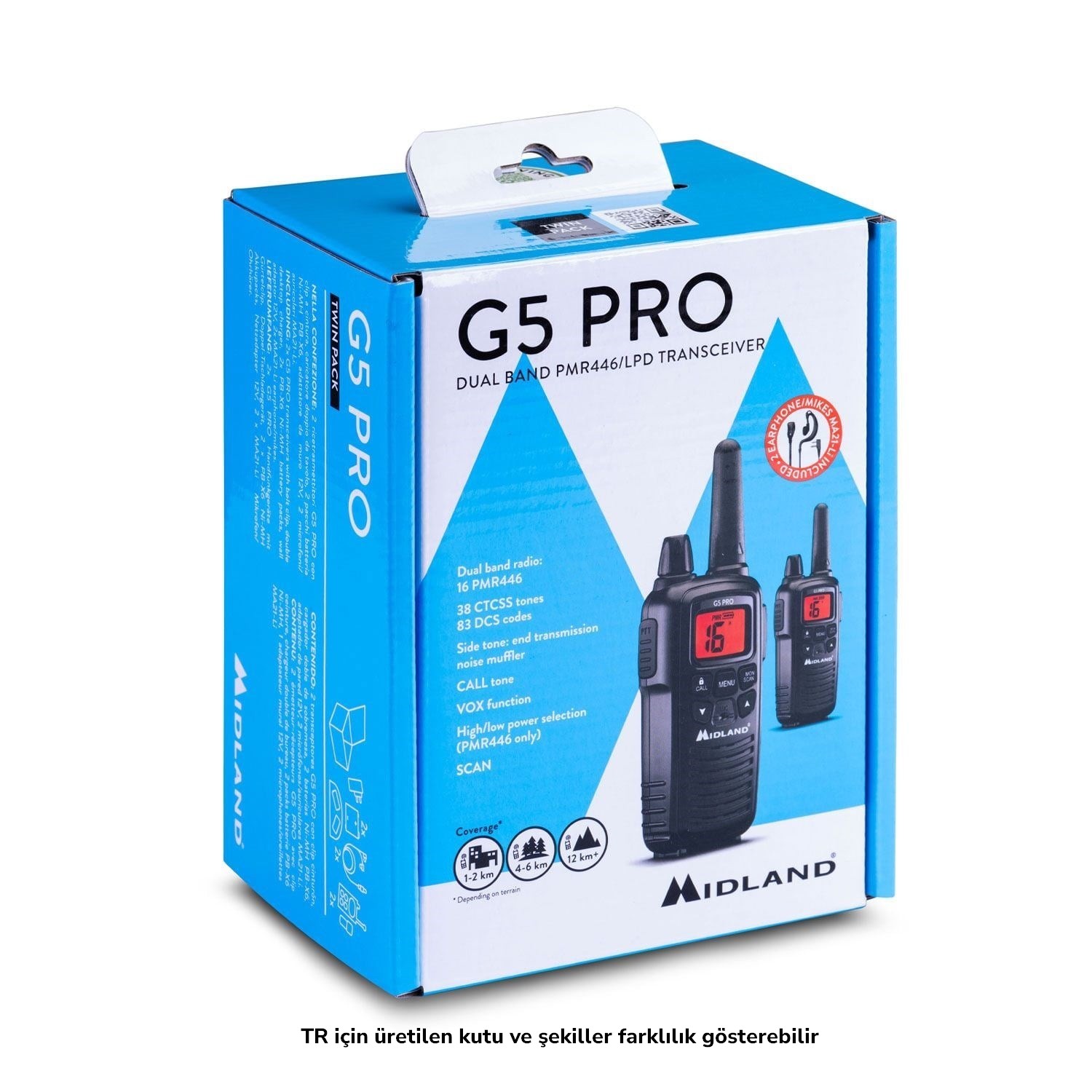 Midland G5 PRO PMR446 El Telsizi 2'li Set 16 Kanal VOX Kulaklık Hediyeli