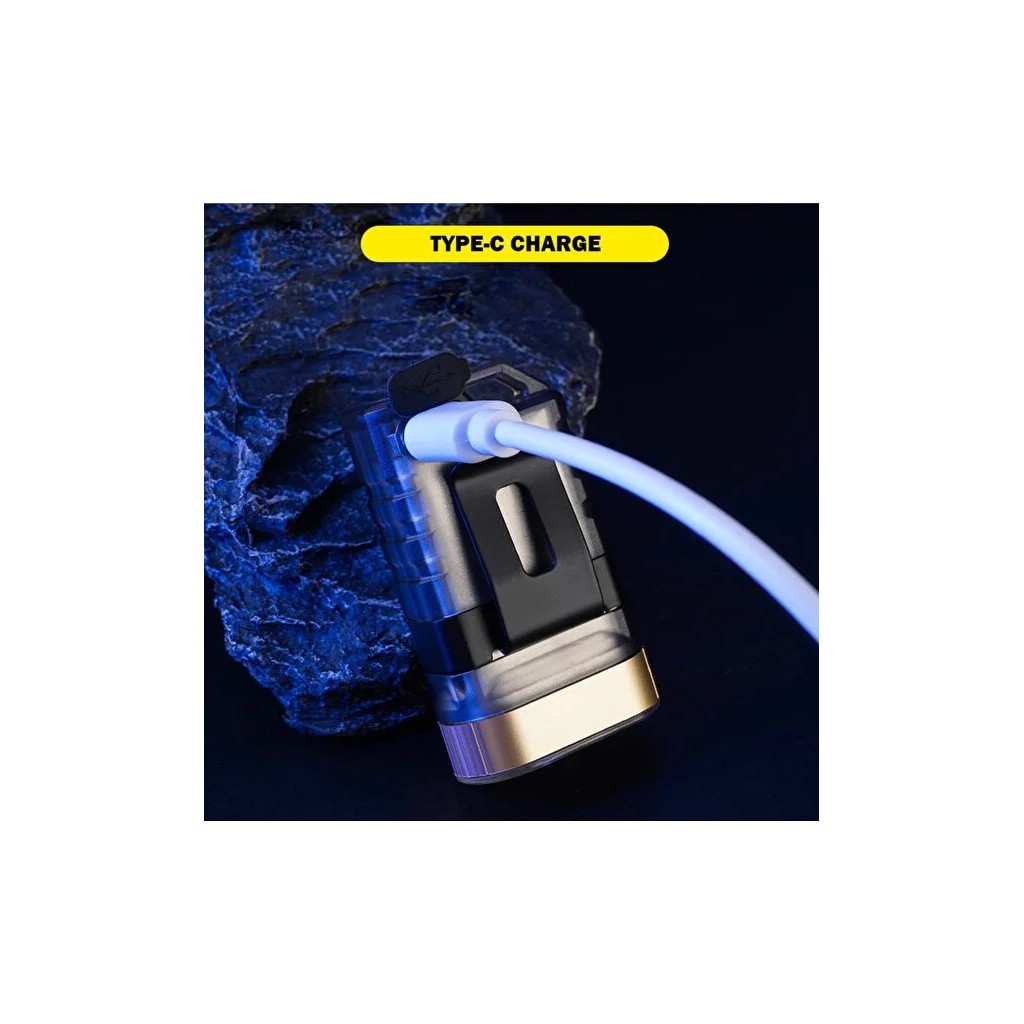 Mini LED Anahtarlık Feneri A11 9 Mod 1000 Lümen Type-C Şarjlı Manyetik El Feneri