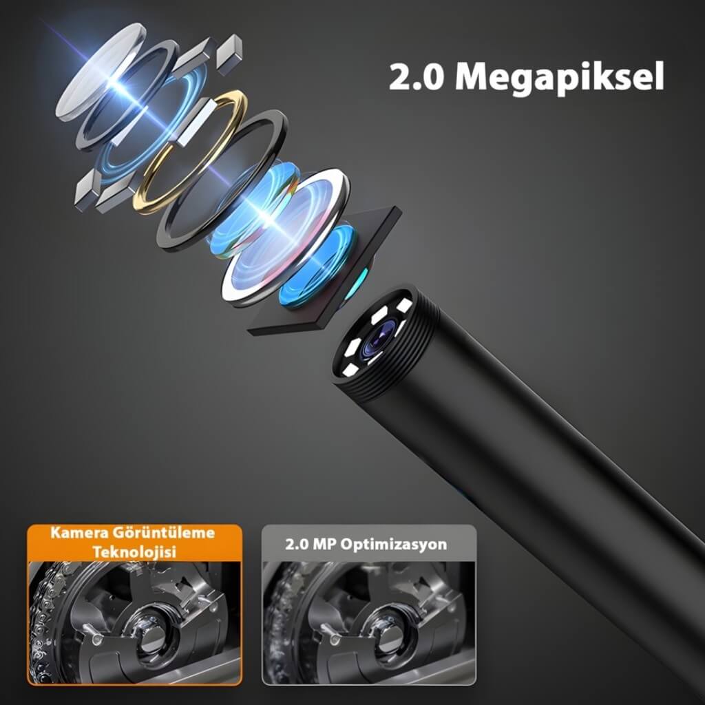 MyScope Endoskop Kamera Çift Lens Yılan Kamera 1080P Ekranlı 10mt