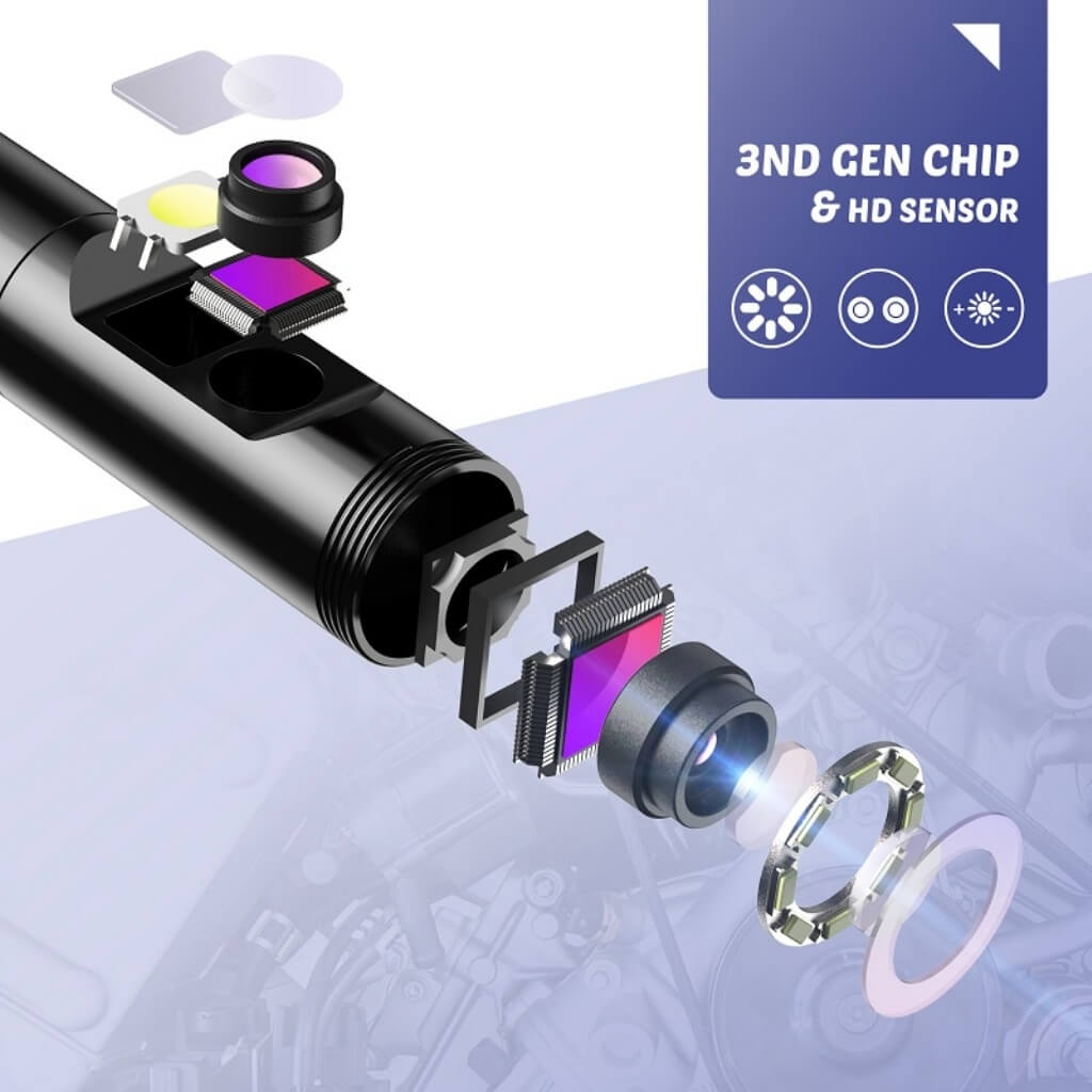 MyScope Endoskop Kamera Çift Lens Yılan Kamera 1080P Ekranlı 10mt