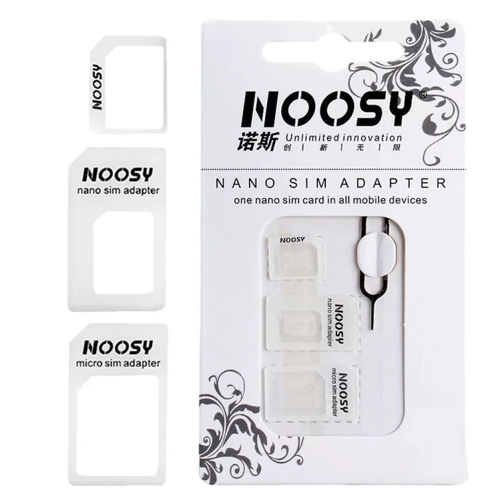 Noosy Nano ve Mikro Sim Kart Adaptörü+İğne Set BEYAZ