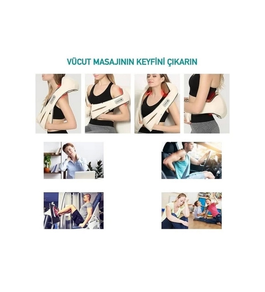 Ovmalı Isıtmalı Boyun Masaj Aleti Sırt Bel Ofis Ev Araç Masaj 102