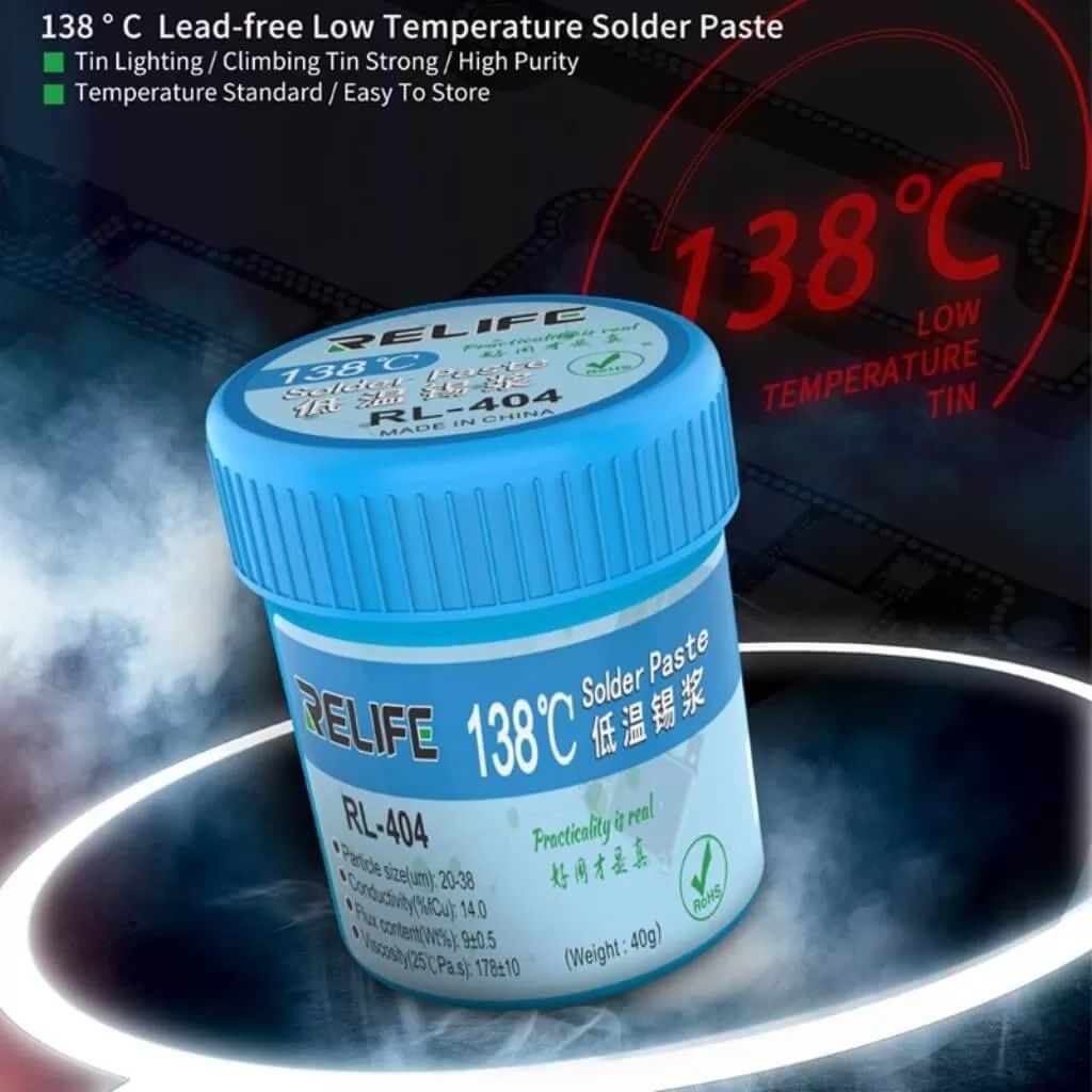 RELIFE RL-404 Krem Lehim Solder Paste 40G 138°C Düşük Kaynama
