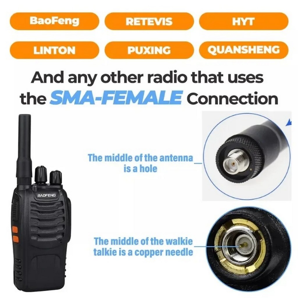 SF20 7cm Dual Band SMA Dişi Telsiz Anteni | VHF/UHF Esnek Katlanabilir Kısa Anten