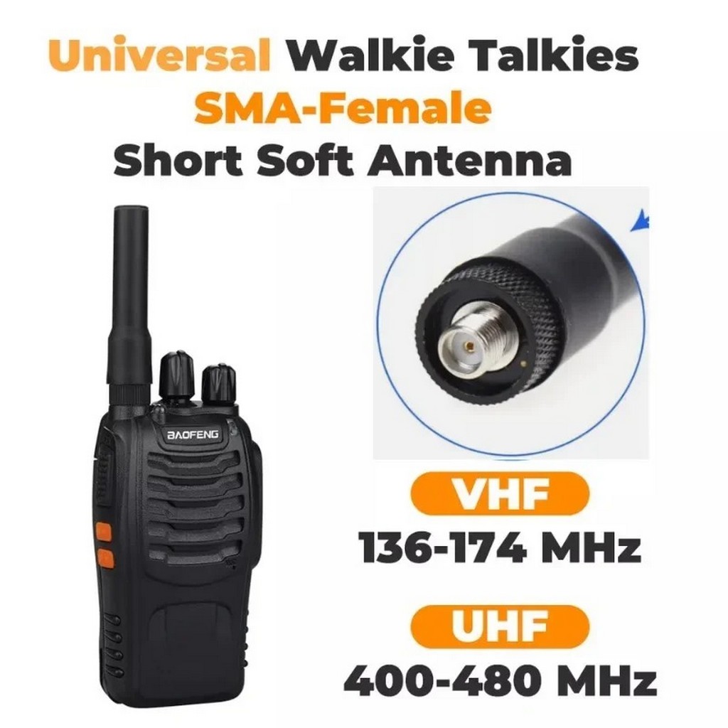 SF20 7cm Dual Band SMA Dişi Telsiz Anteni | VHF/UHF Esnek Katlanabilir Kısa Anten