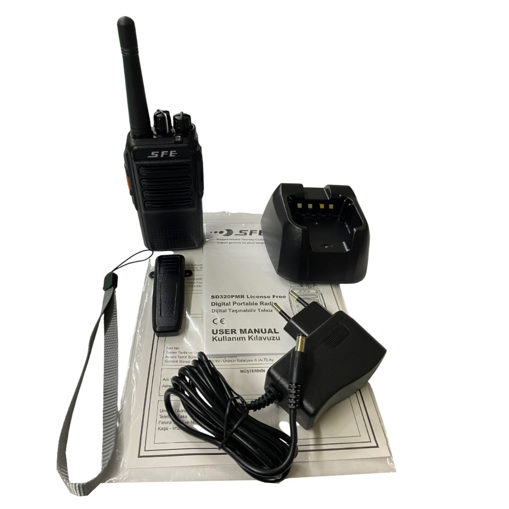 Sfe SD320 Dijital PMR 446 Lisanssız El Telsizi  - Yeni Tasarım Kısa Anten