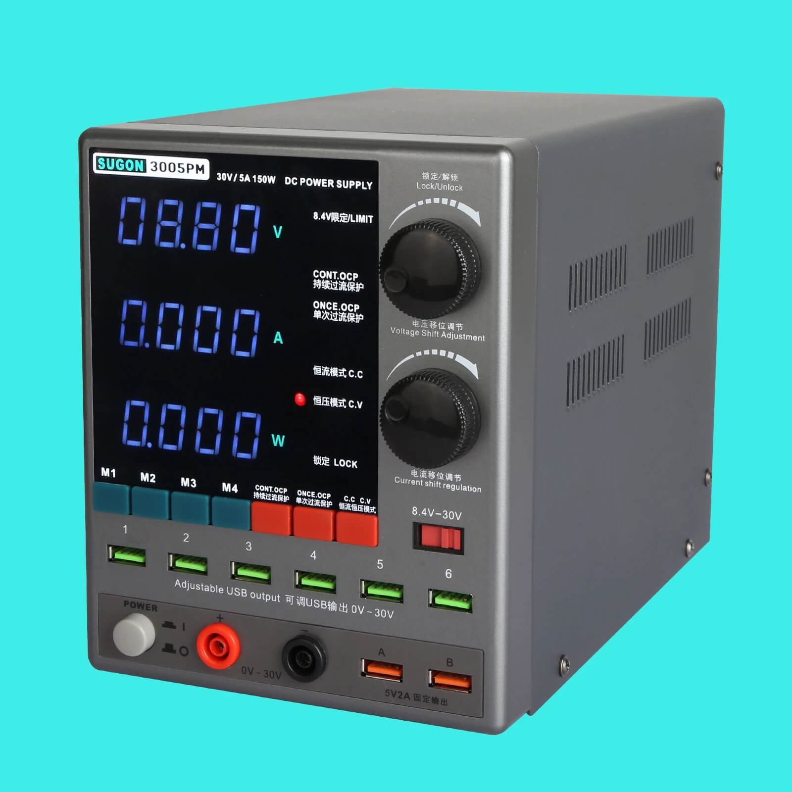 Sugon 3005PM 30V 5A Ayarlanabilir 8 USB Portlu DC Güç Kaynağı