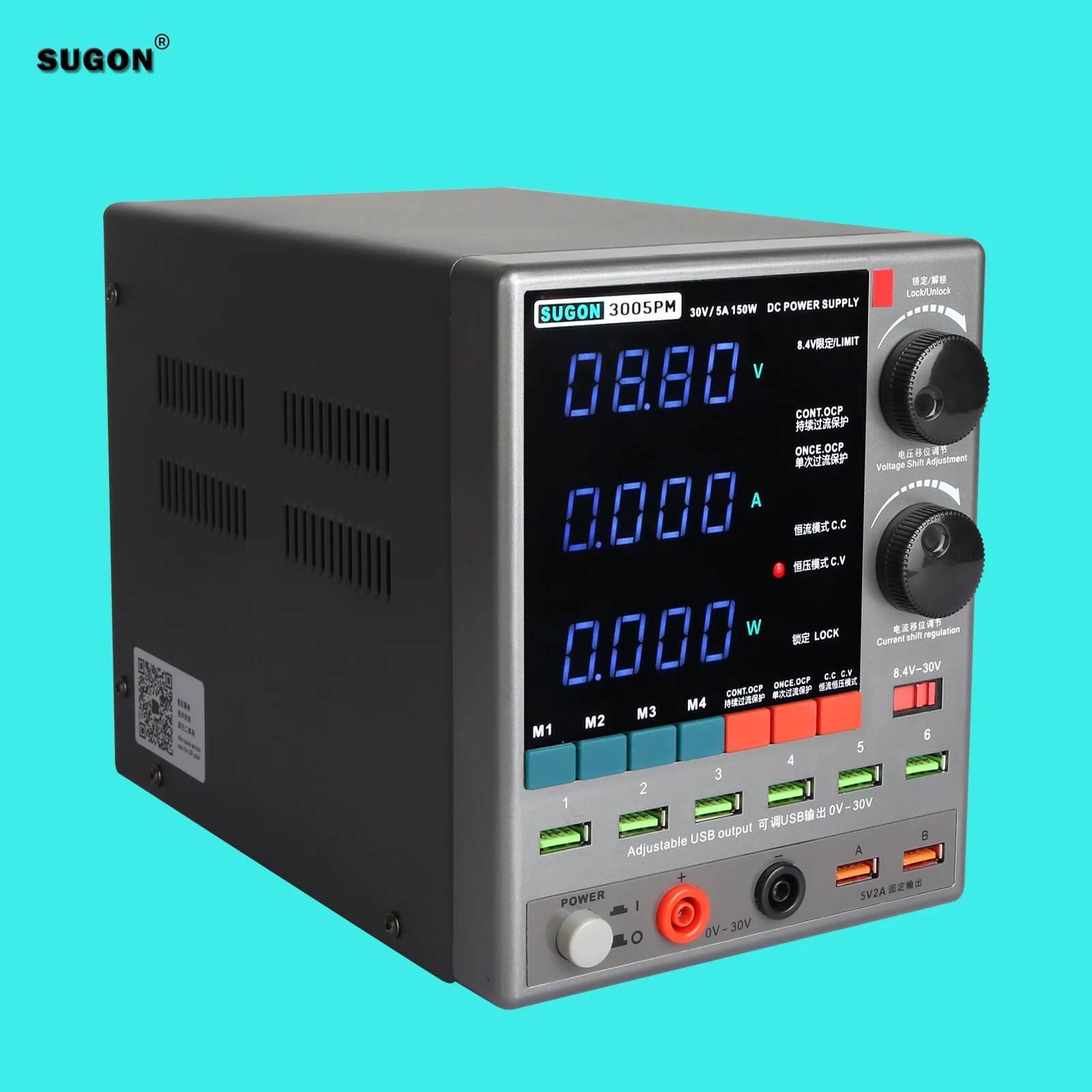 Sugon 3005PM 30V 5A Ayarlanabilir 8 USB Portlu DC Güç Kaynağı