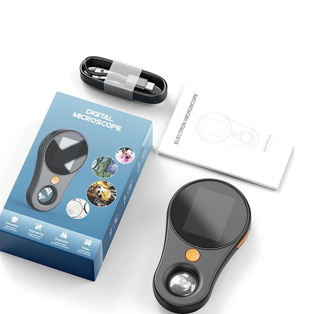 Taşınabilir 500x Makro Dijital Mikroskop 2" Renkli Ekranlı, Işıklı, Type-c Şarjlı