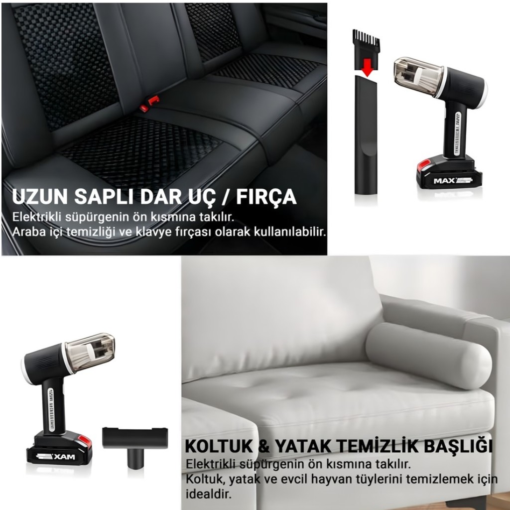 Taşınabilir Kablosuz Araç Süpürgesi, Usb Şarjlı Akülü 60 Watt 4300PA MDHL MD-16