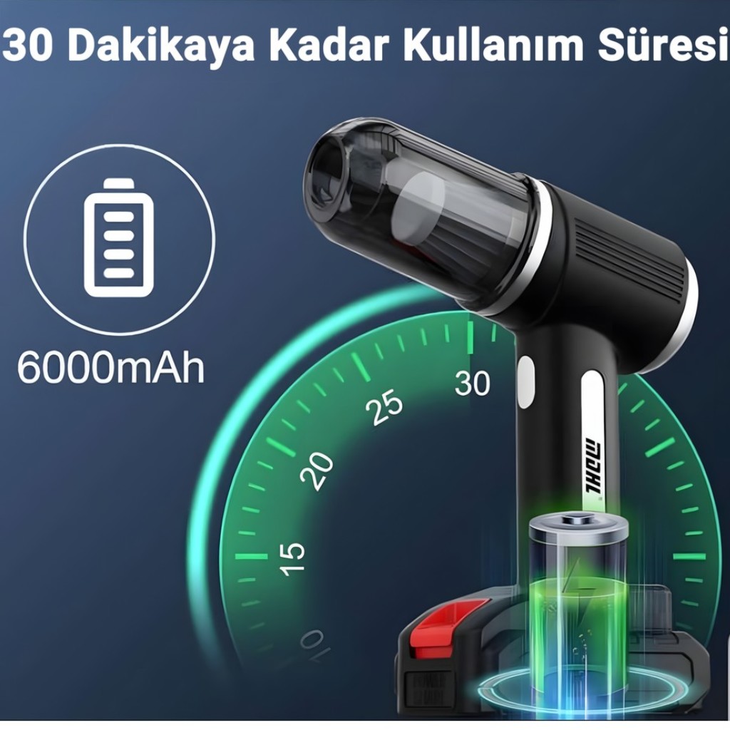 Taşınabilir Kablosuz Araç Süpürgesi, Usb Şarjlı Akülü 60 Watt 4300PA MDHL MD-16
