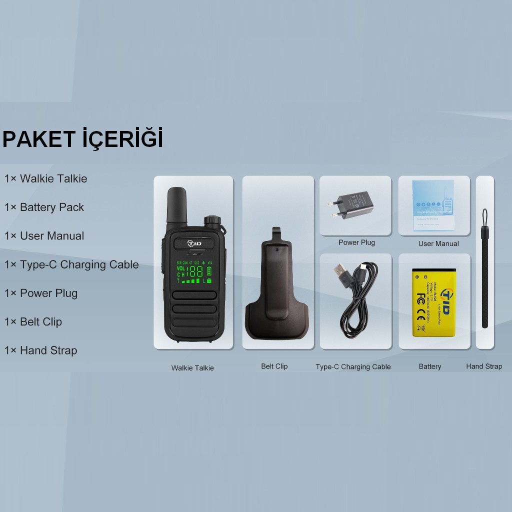 TID TD-M11 Ipx5 Su Geçirmez Ekranlı  Pmr 446 El Telsizi Tekli SARI