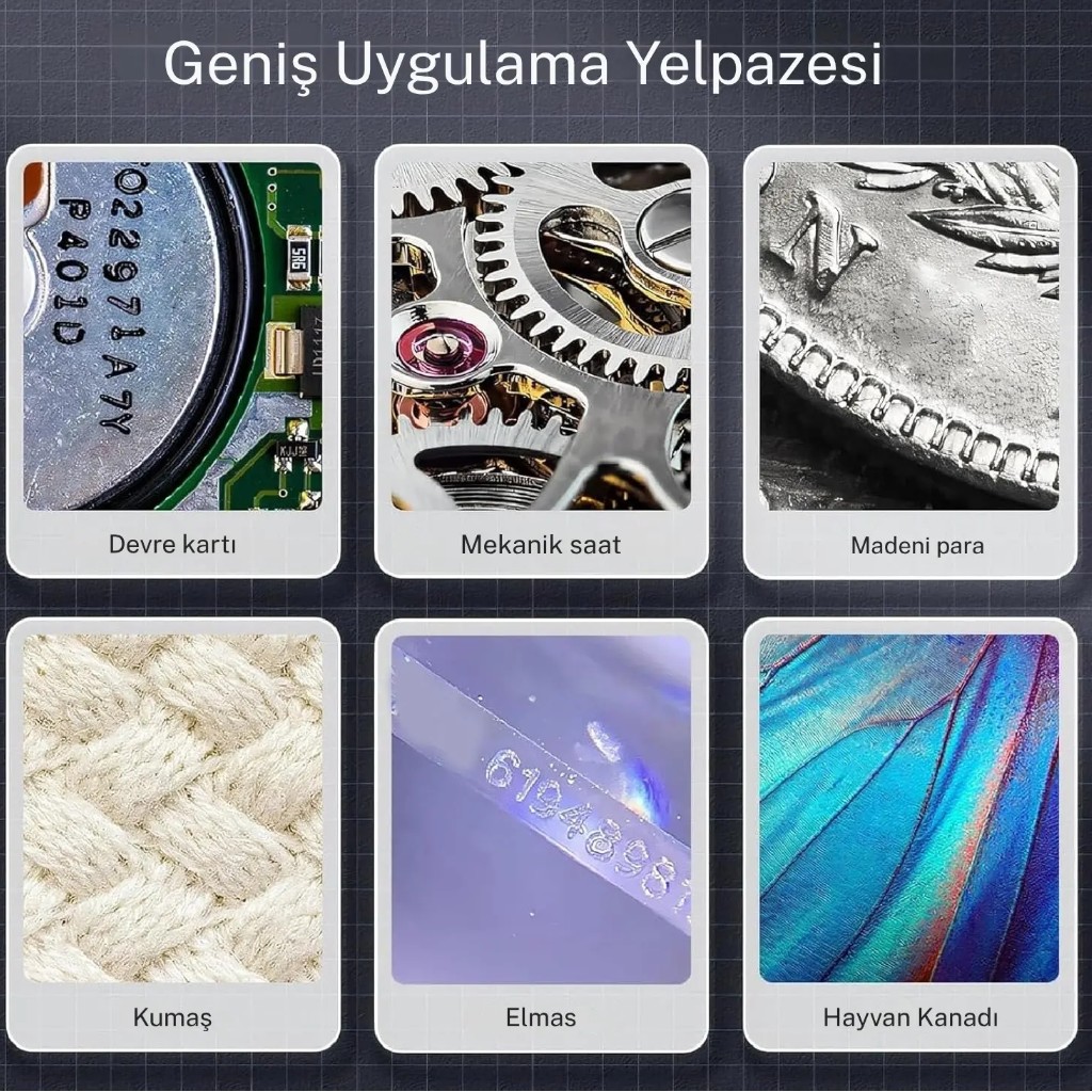 Type-c Şarjlı 2 inç Ekranlı 8 Ledli 500x Dijital Mini Mikroskop