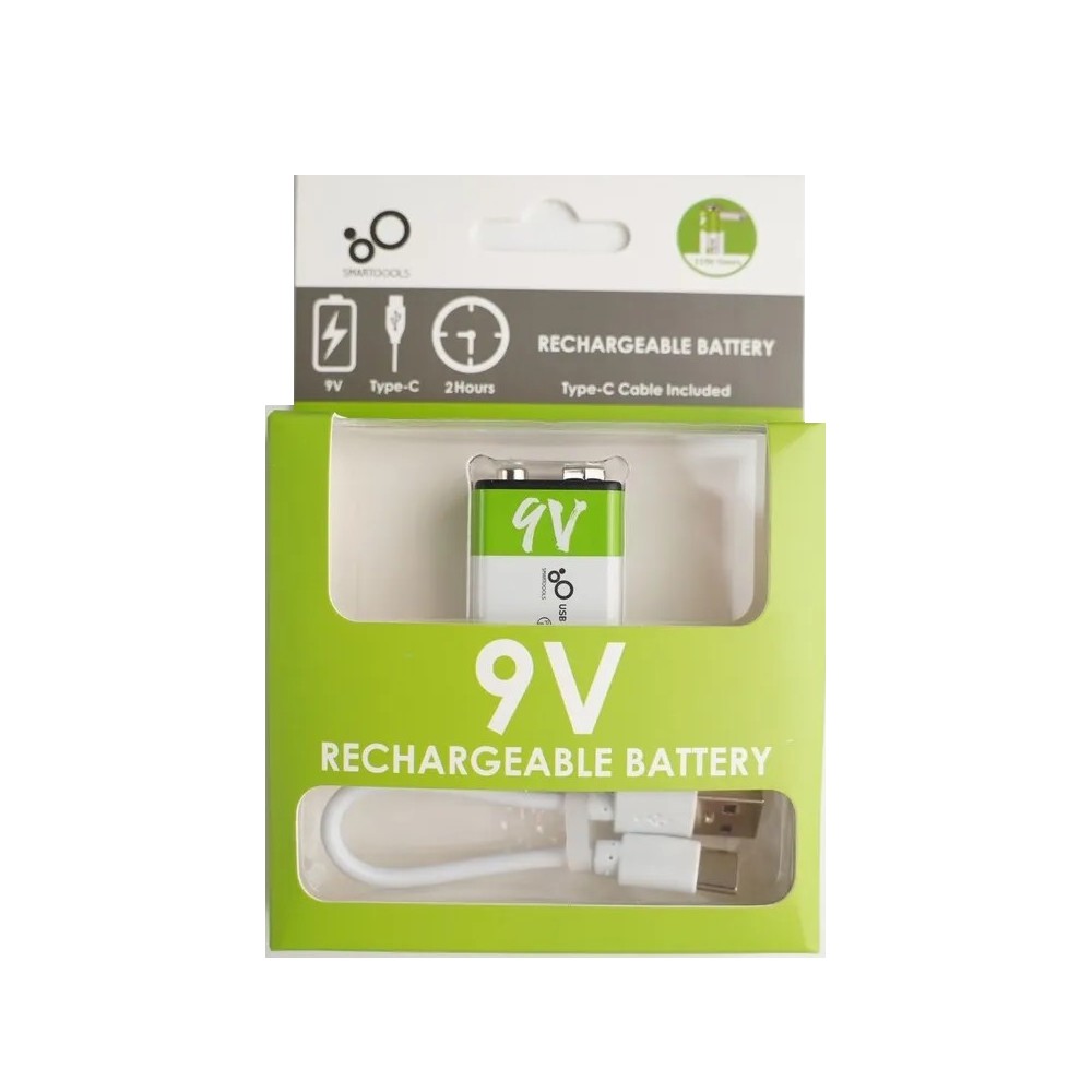 Type-c Şarjlı Li-ion 9V 650mAh Pil