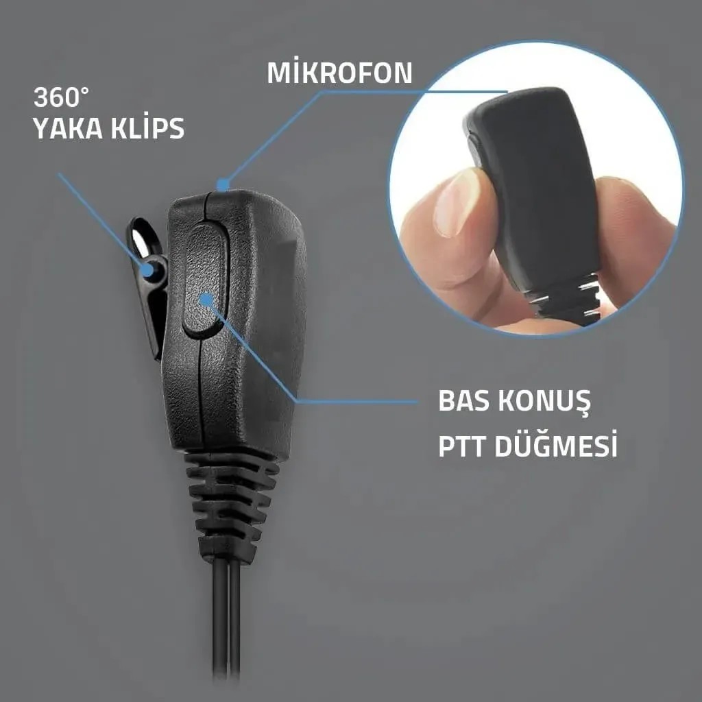TYT TC-666E Uyumlu Spiral Kablolu Telsiz Kulaklığı