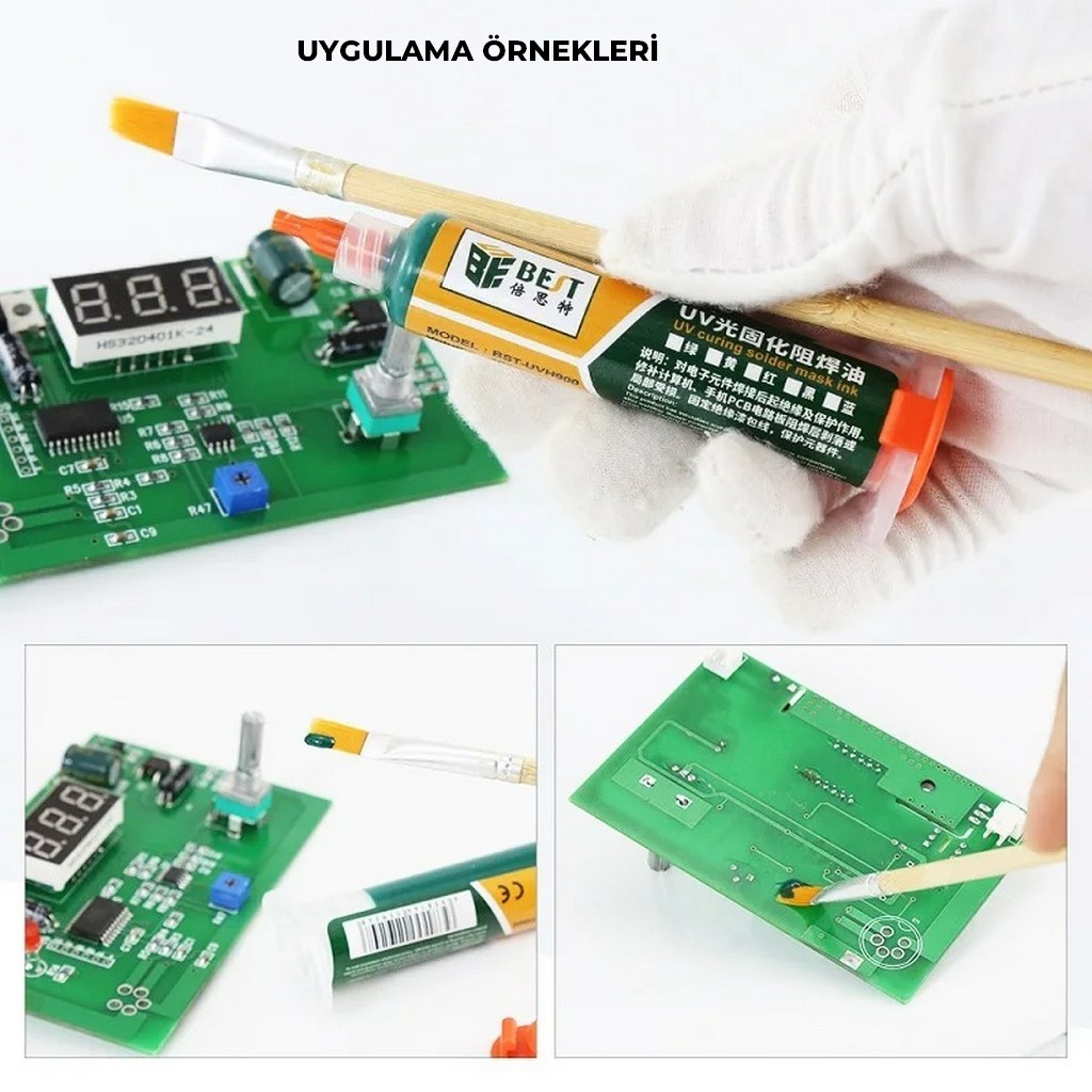 UV Mor Işıkla Kürleme Boyası Lehim Maskesi UV Boya | 10cc SİYAH