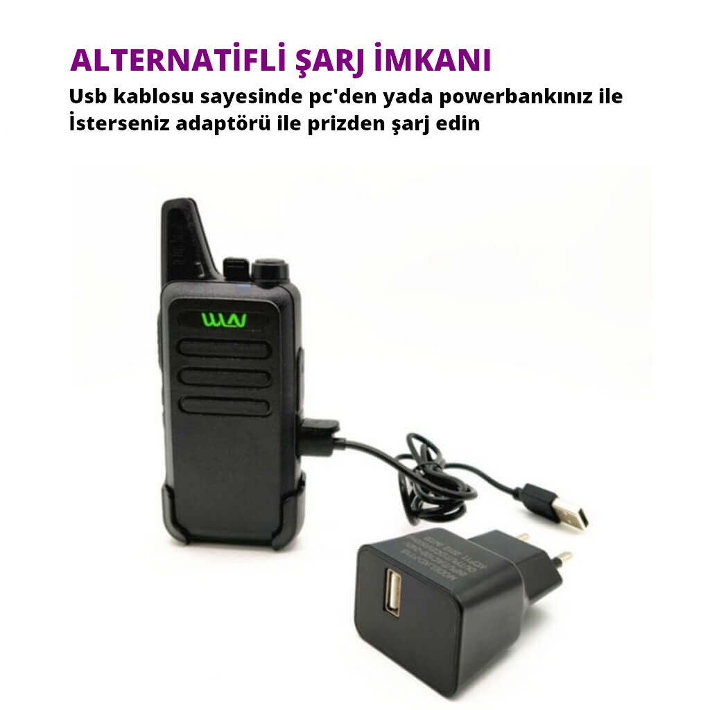 WLN KD-C1T Pmr 446 El Telsizi Tekli Paket Type-c Şarjlı Yeni Seri