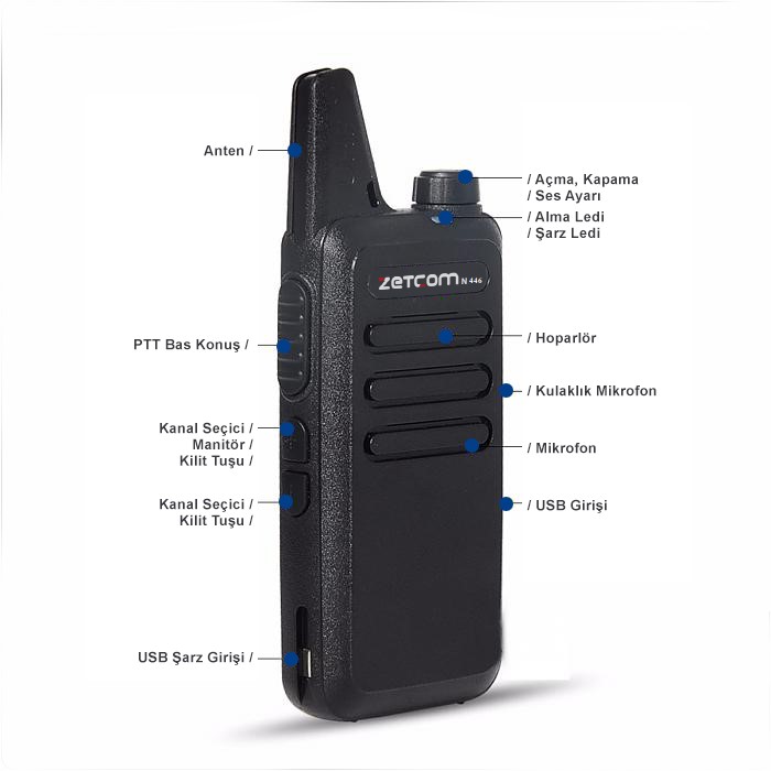 Zetcom N446 V1 PMR 446 El Telsizi | Tekli