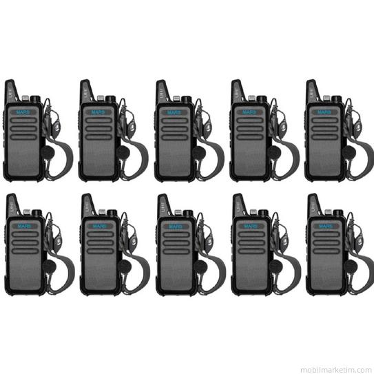 10 Telsiz+10 Kulaklık Pmr 446 Türkçe Konuşan El Telsizi M446T