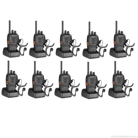 10lu Baofeng BF-88E Lisanssız PMR 446 El Telsizi Kulaklık Dahil Set