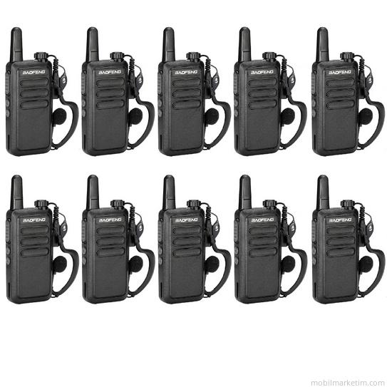 10lu Baofeng R5 Mikro Usb Şarjlı Pmr El Telsiz Kulaklık Hediyeli Set