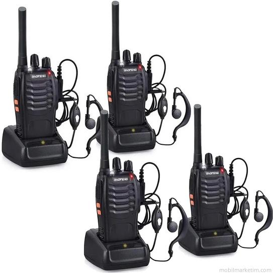 4lü Baofeng BF-88E Lisanssız PMR El Telsizi Kulaklık Hediyeli Set 
