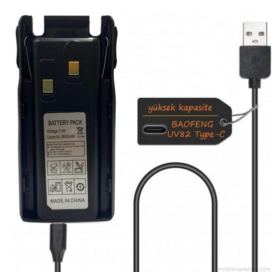 BL-8 Type-c Batarya 7.4V 3800mAh Li-ion Pil Uv-82 UV-82X Telsiz Bataryası