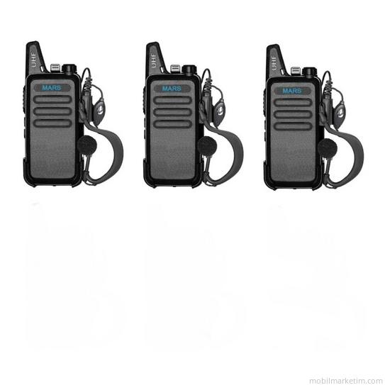 3lü Pmr 446 TÜRKÇE KONUŞAN El Telsizi Yeni Tasarım Type-c Şarjlı Mars Kulaklık Hediyeli Set