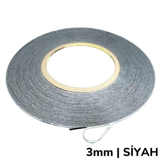 3mm x 50 metre Siyah Çift Taraflı Tamir Bandı | Telefon Tablet Ekran Kasa Kapak Pil Yapıştırma Bandı
