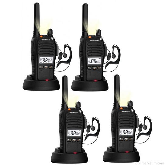 4lü Baofeng E88 Ekranlı Pmr 446 El Telsizi Yeni Tasarım Type-c Şarjlı Kulaklık Hediyeli Set